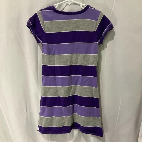Children’s Place Girls Striped Everyday Short Sleeve Dress Size 5/6 Purple/Grey - Picture 12 of 16